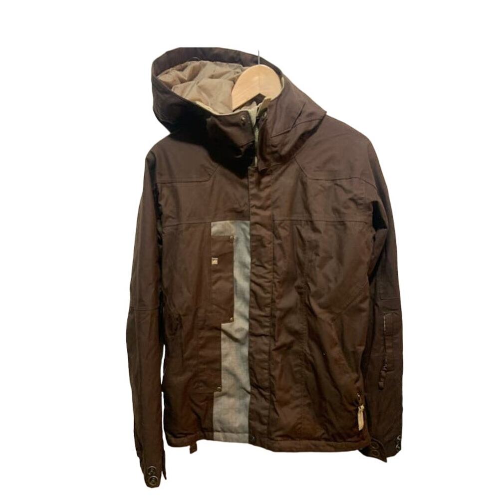 Ride jacket coat Cell series Snowboard brown and tan Men's sz S. SO many extras!